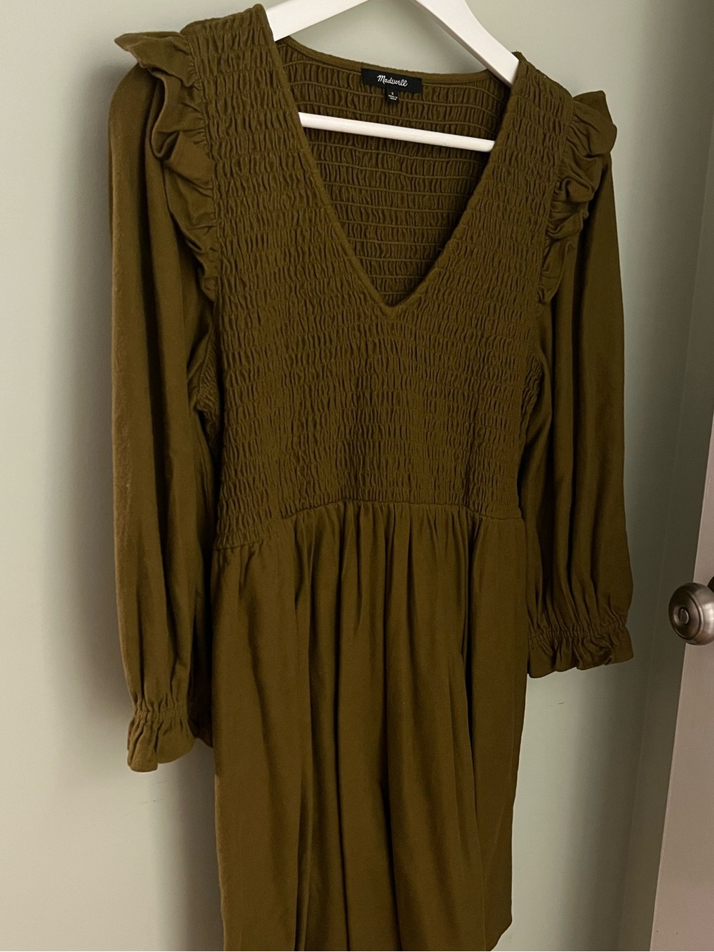 Madewell Olive Long Sleeve Dress